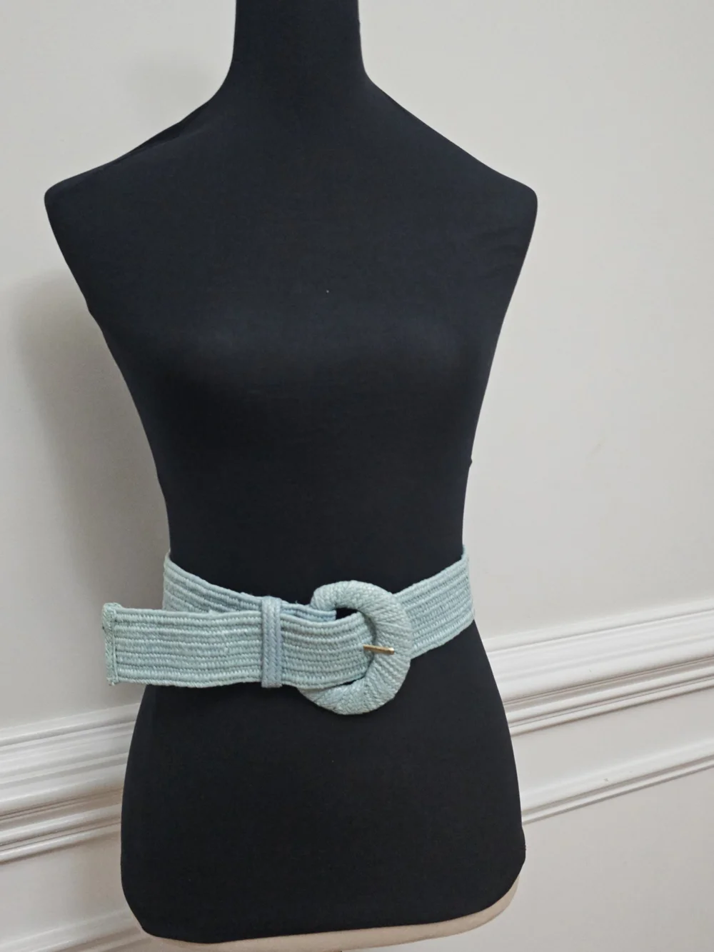 Light Mint /Teal Braided Round-Buckle Women's Belt Stretchy BOHO